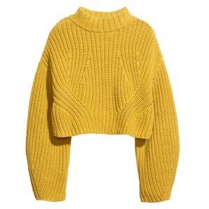 H&M Mustard Yellow Cropped Knit Sweater | Size 10 | Chunky Ribbed